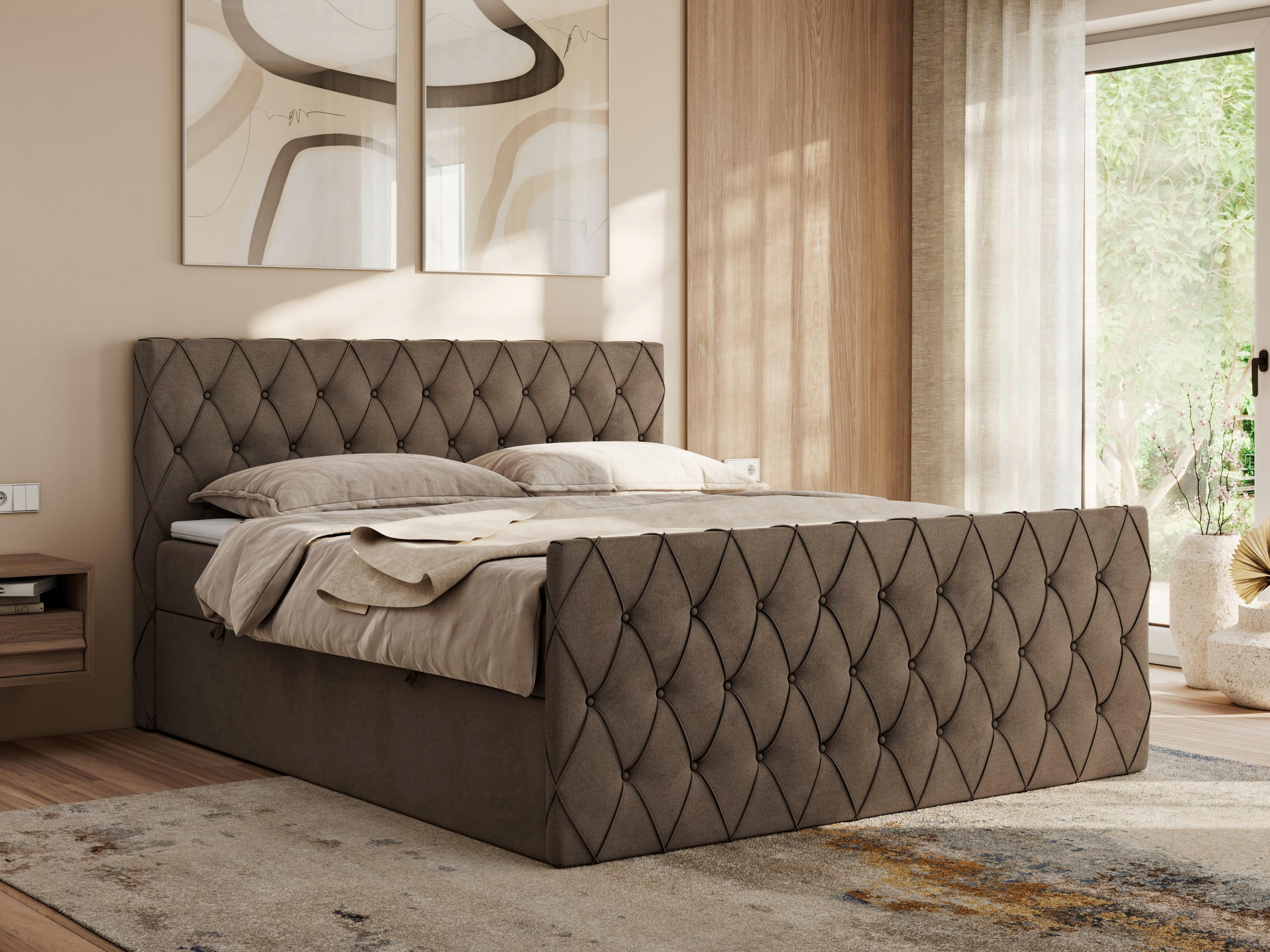 BOXBETT MIREN DUO 120/200 - Braun Velvet - H3 - Braun, Holz/Textil (120/200cm) - MKS