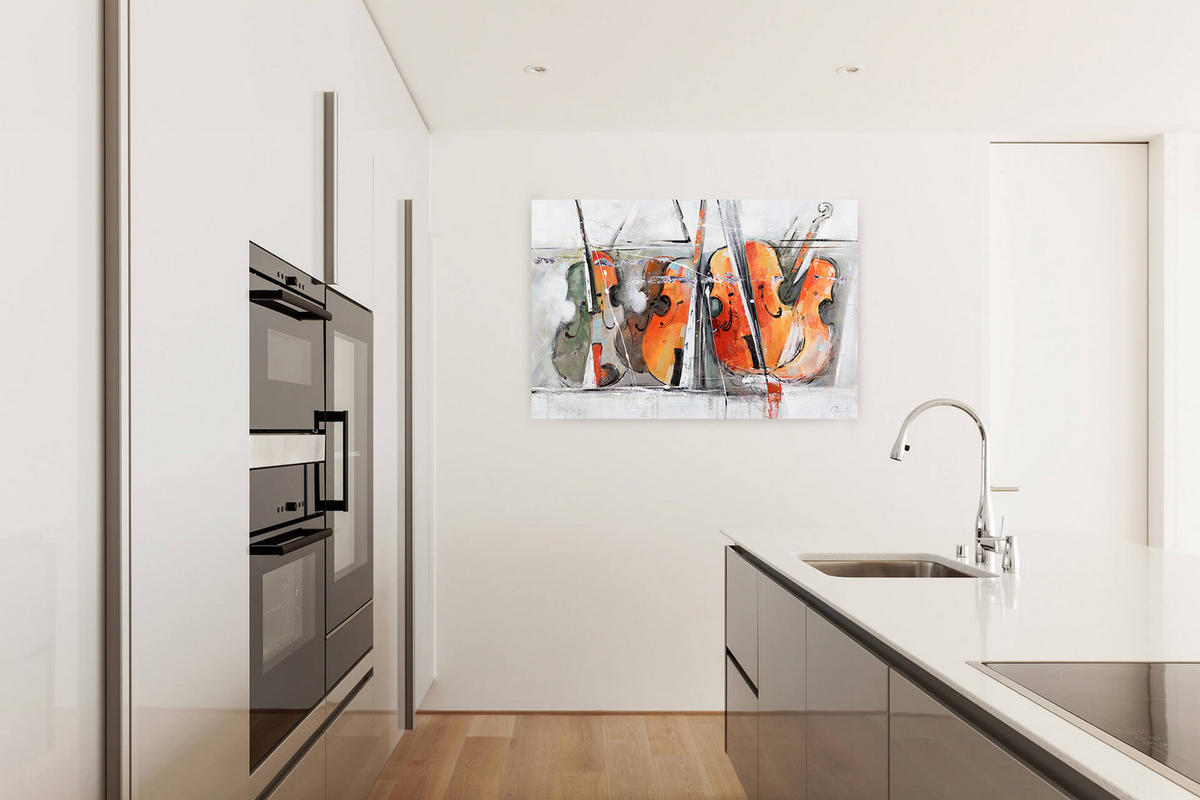 ACRYLBILD HANDGEMALT 120/80 cm - Orange/Grau, Holz/Textil (120/80cm) - KUNSTLOFT