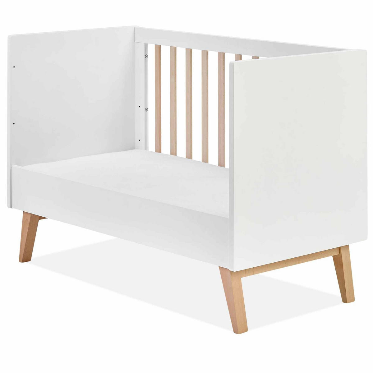 GITTERBETT Dambi mit Höhenverstellung - Weiß, Holz (125/90/66cm) - KONSIMO®