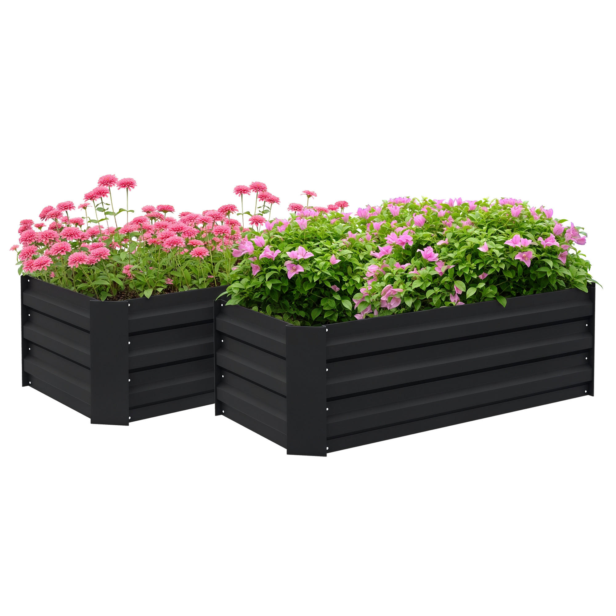 HOCHBEET-SET DE-12144 2er-Set 100/50/30 cm Schwarz - Schwarz, Metall (100/30/50cm) - ComfortXL