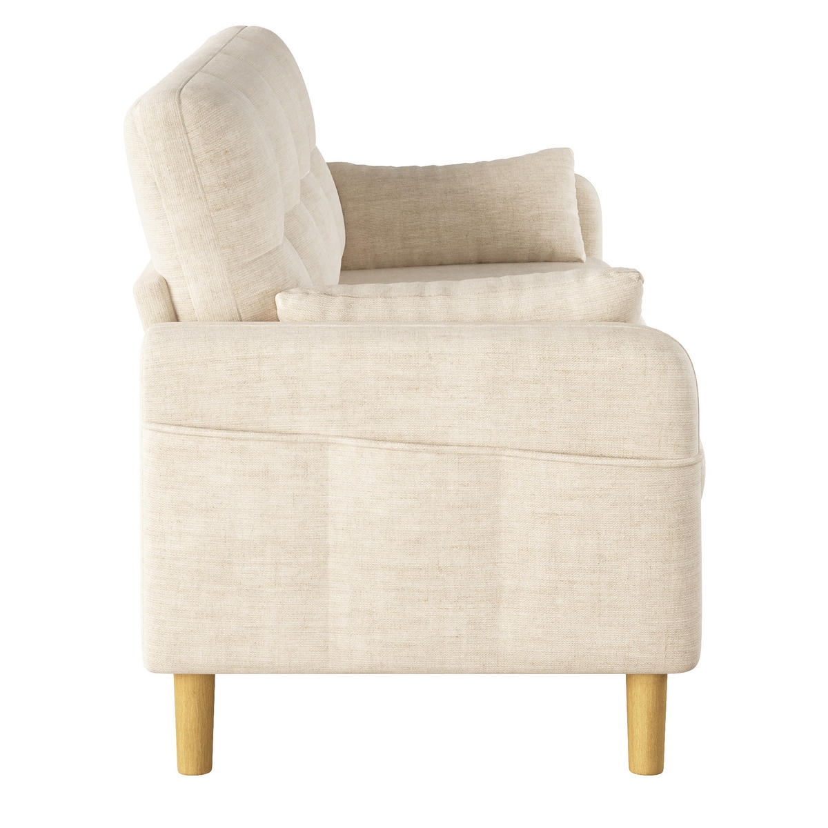 2-SITZER-SOFA DE-33242 mit weichen Polstern und Seitentasche Beige - Beige, Holzwerkstoff (119/85/78cm) - ComfortXL