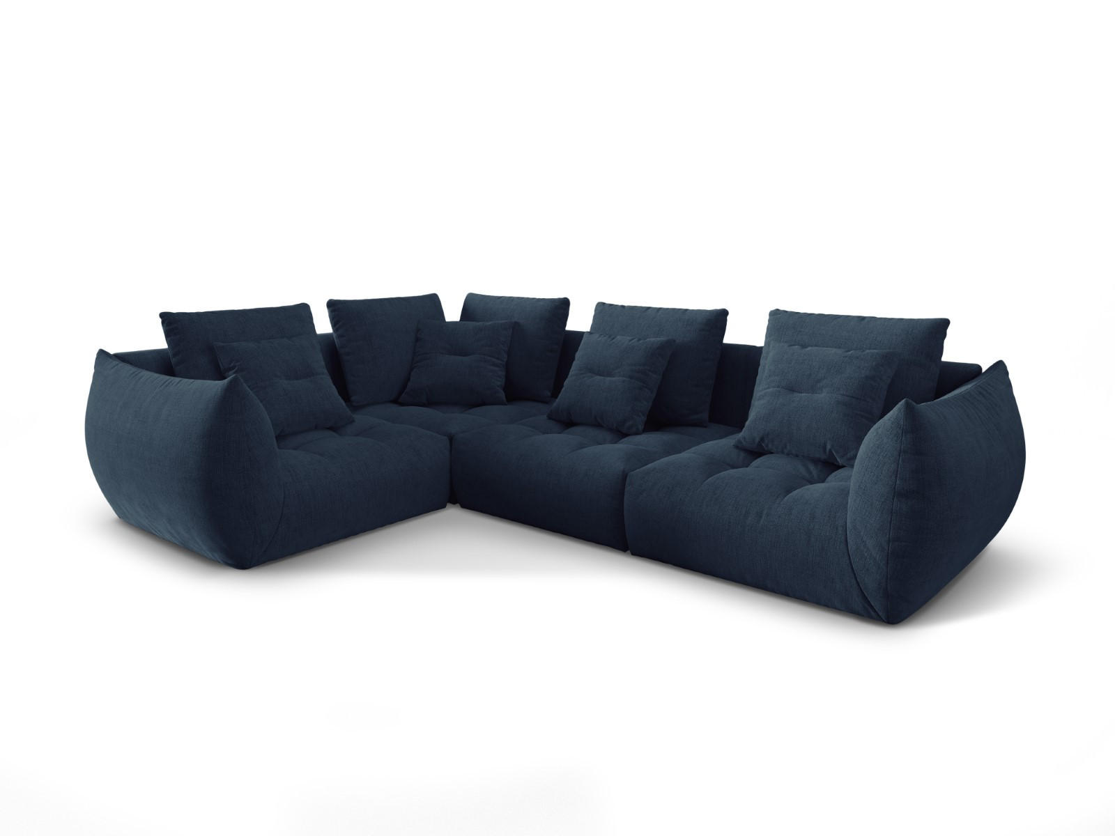 ECKSOFA modular links Bloom aus strukturiertem Stoff dunkelblau 3 Sitzplätze - Dunkelblau, Textil (216/316cm) - Micadoni