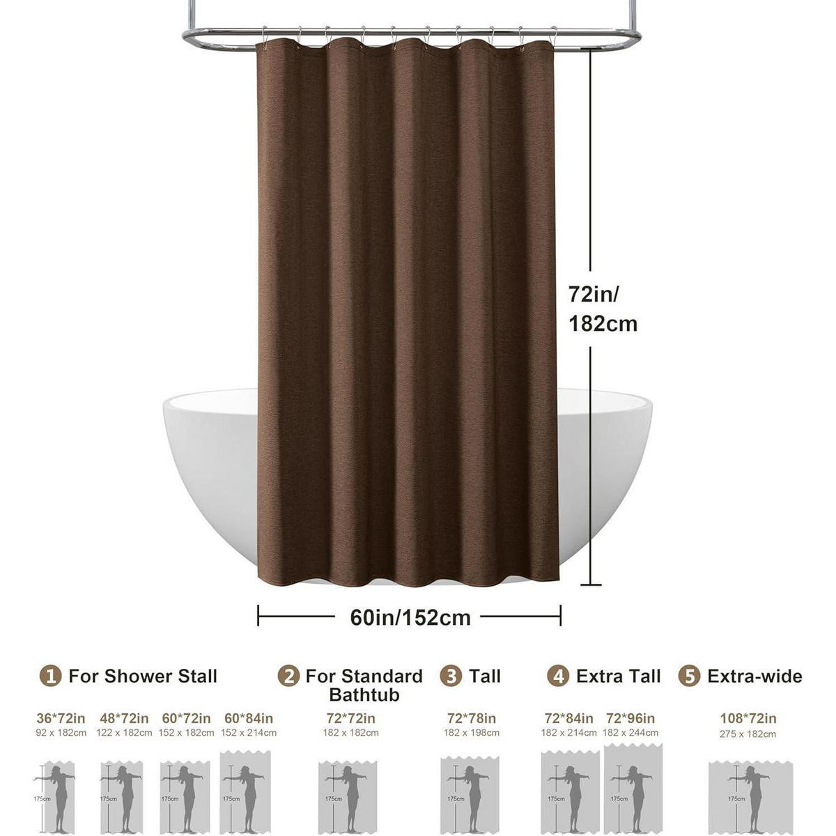 DUSCHVORHANG Leinen Braun 152 x 182 cm - Braun, Textil (152/182cm)