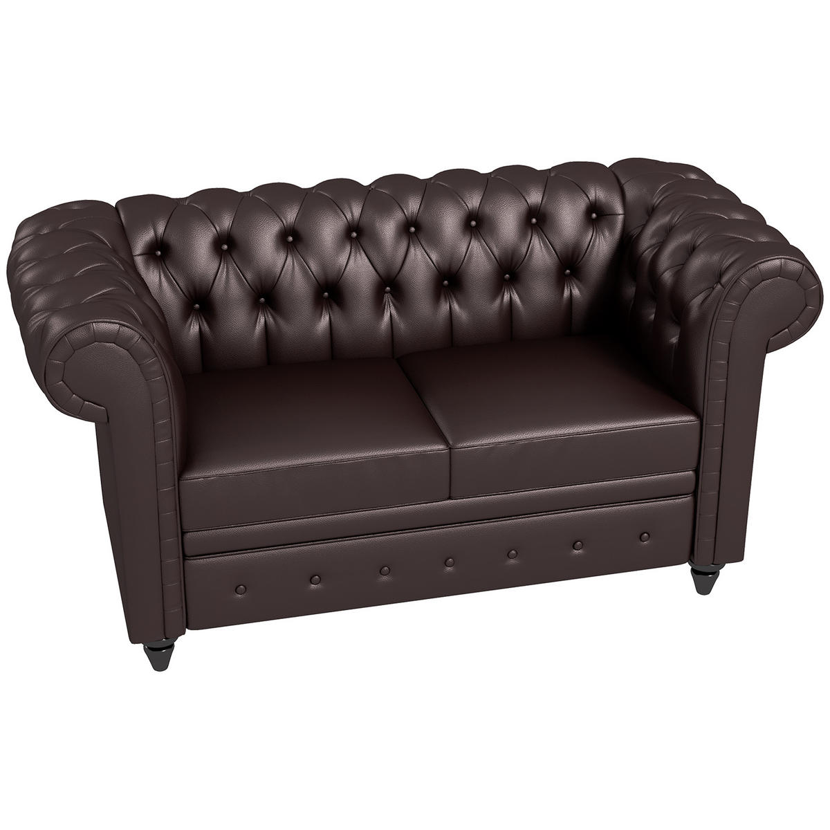 SOFA, 2-Sitzer, Chesterfield, abnehmbare Kissen, Kunstleder, braun, 160x84x80cm - Multicolor, Holzwerkstoff (160/80/84cm) - FORIOUS