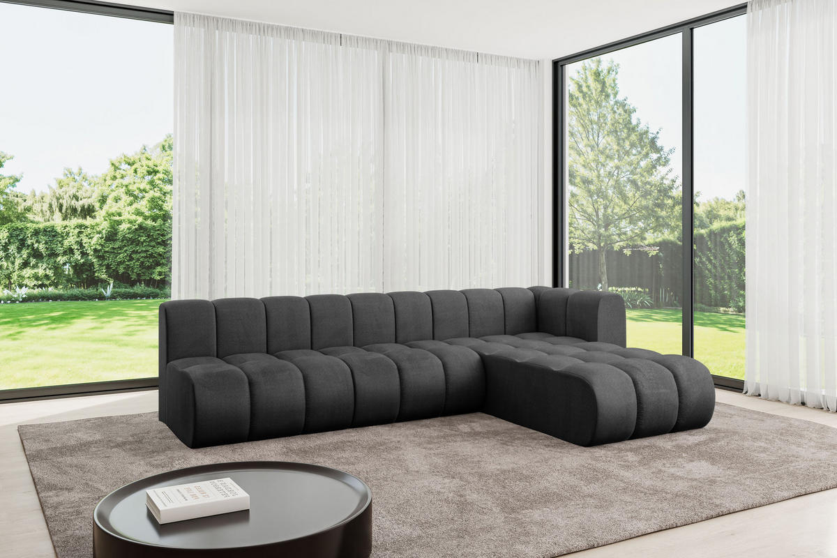 ECKSOFA modulares Sofa Darnel-L2 - 296x177x70 cm Schwarz - Schwarz, Holzwerkstoff/Textil (296/177cm) - ALTDECOR