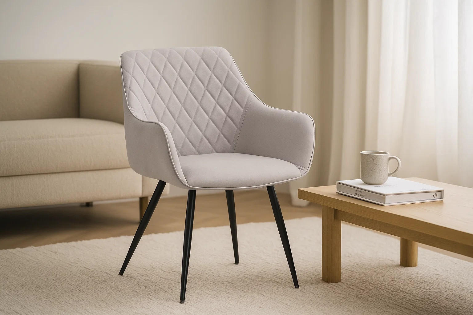 ARMLEHNSTUHL ELLI - Schieferfarben/Anthrazit, Textil/Metall (63/92/62cm) - SAM