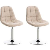 DREHSTUHL 2er Set Stoff creme - Chromfarben/Creme, Textil/Metall (48/84/52cm) - CLP