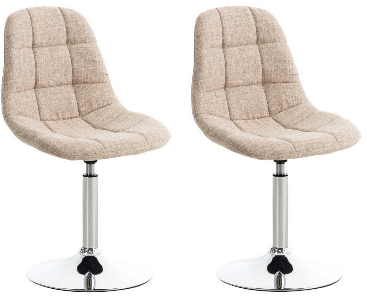 DREHSTUHL 2er Set Stoff creme - Chromfarben/Creme, Textil/Metall (48/84/52cm) - CLP