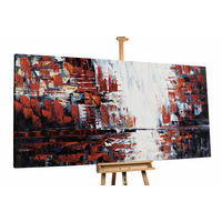 XXL ÖLGEMÄLDE Rot 200/100 cm - Rot/Weiß, Holz/Textil (200/100cm) - KUNSTLOFT