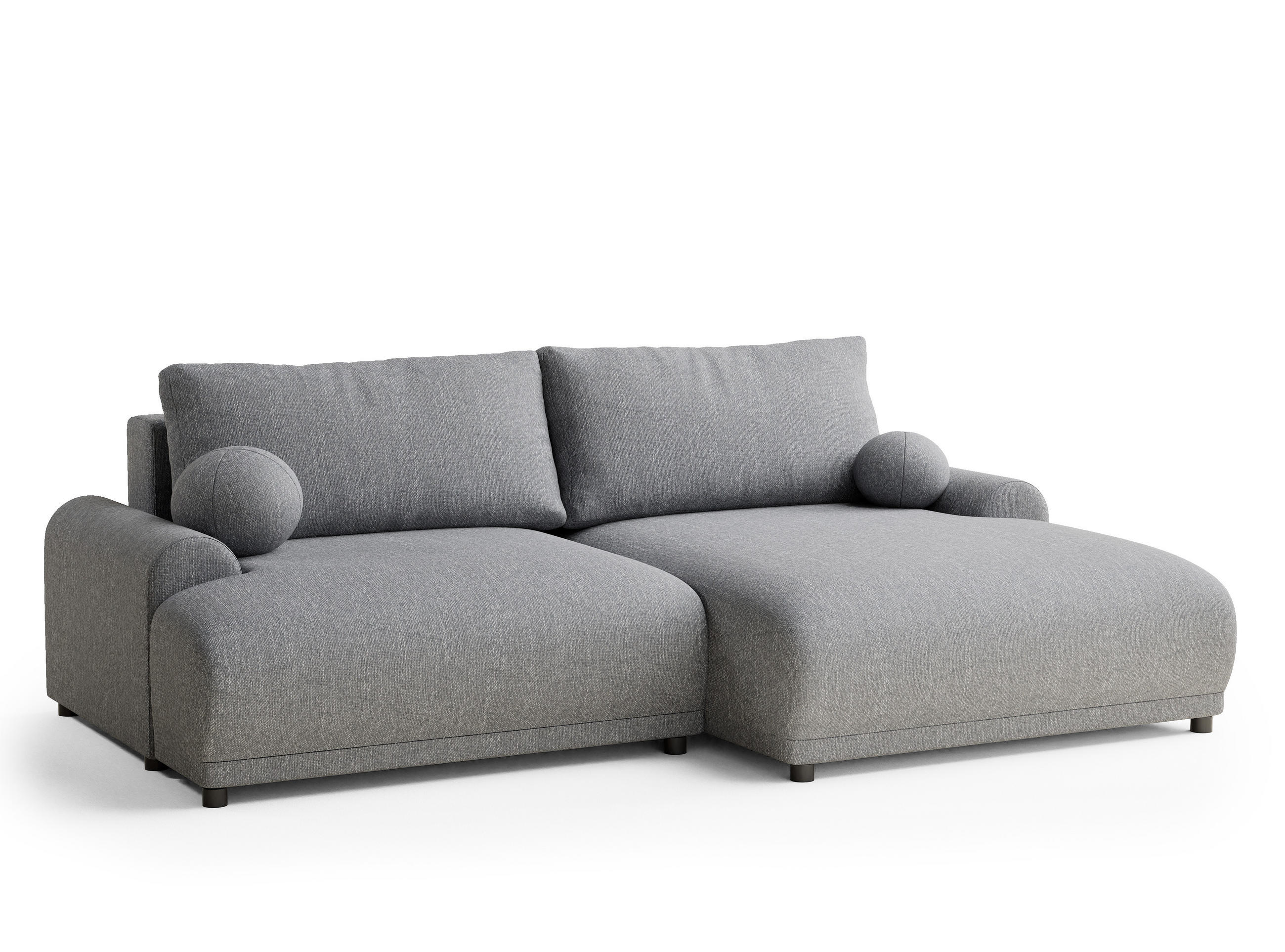 ECKSOFA MIT SCHLAFFUNKTION Tallin Grau Webstoff - Schwarz/Grau, Holz/Holzwerkstoff (240/145cm) - Maison de Reve