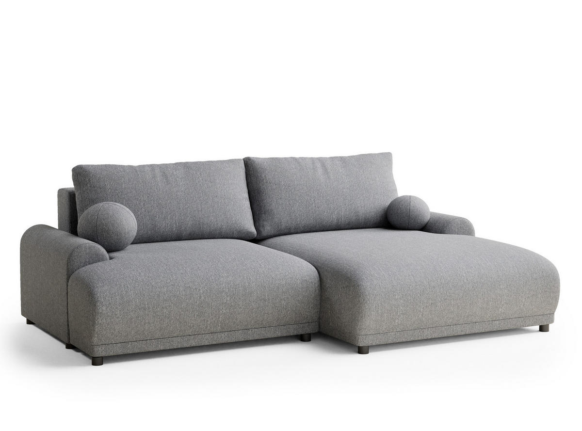 ECKSOFA MIT SCHLAFFUNKTION Tallin Grau Webstoff - Schwarz/Grau, Holz/Holzwerkstoff (240/145cm) - Maison de Reve
