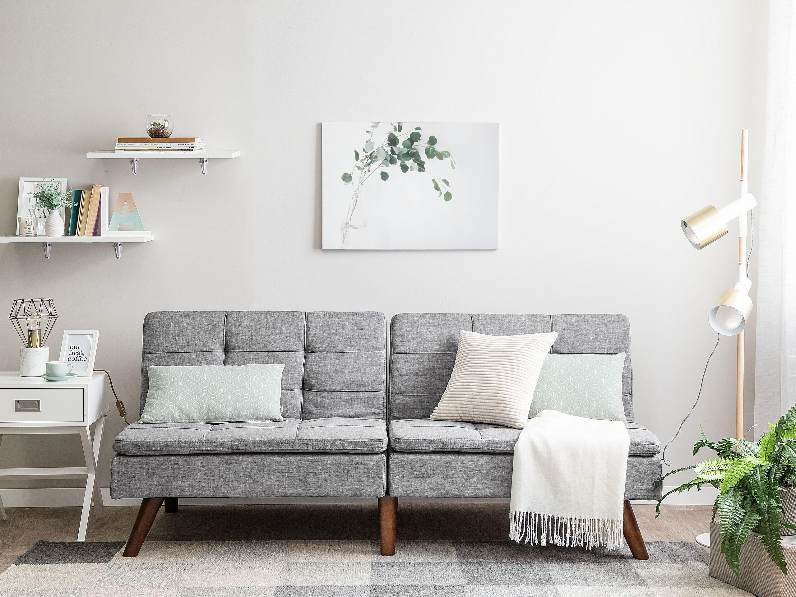 3-SITZER-SCHLAFSOFA Polsterbezug Hellgrau Ronne - Hellgrau, Textil (180/76/95cm) - Beliani