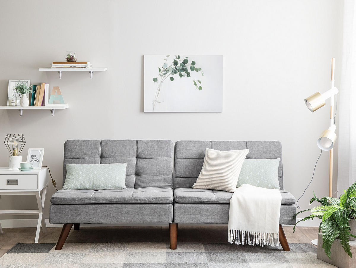 3-SITZER-SCHLAFSOFA Polsterbezug Hellgrau Ronne - Hellgrau, Textil (180/76/95cm) - Beliani