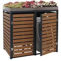 MÜLLTONNENVERKLEIDUNG 2er 124x134x84cm mit Pflanzkasten Teak-Optik - Braun, Metall (134/124/84cm) - PROREGAL