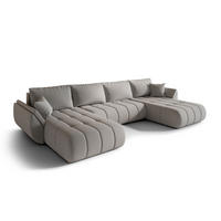 ECKSOFA mit schlaffunktion und bettkasten TOKYO U PREMIUM, stoff WIND, Sandgrau - Sandfarben, Holz (384/190cm) - Kaiser Möbel