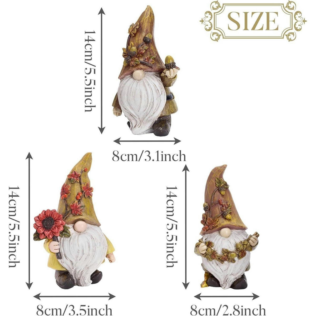 HERBSTDEKO Figuren 3er Set Kunstharz Zwerge 15 cm - Multicolor, Kunststoff (1/1/1cm)