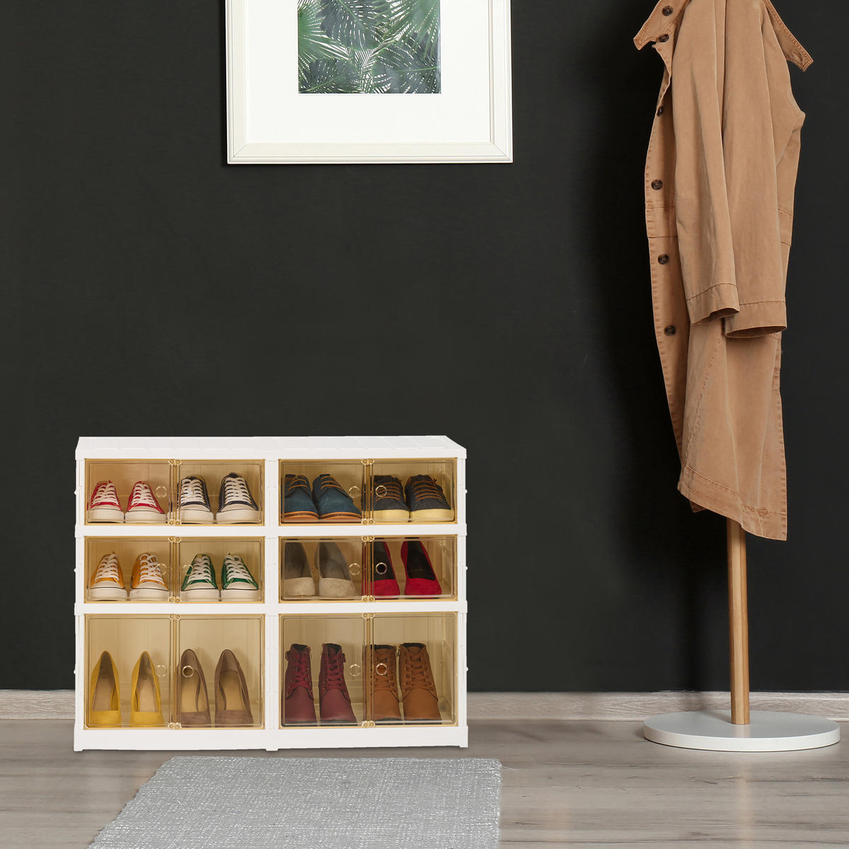 SCHUHSCHRANK - Weiß, Kunststoff (86.5/66.5/34.5cm) - Relaxdays