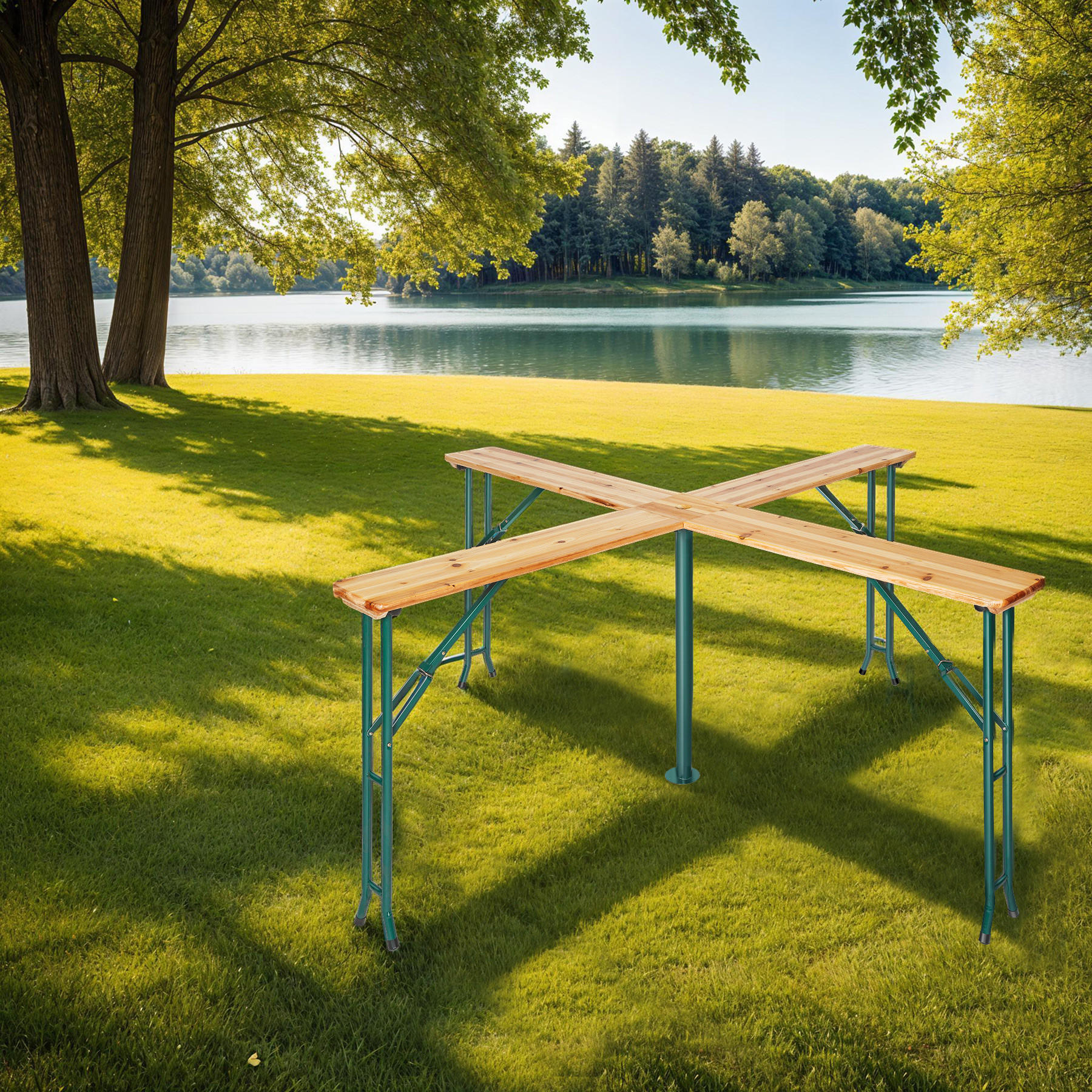 Thumbnail - tectake Stehtisch, Braun, Holz, Sprichwort/Zitat, Quadratisch, Gartenmöbel, Gartenmöbel-Sets