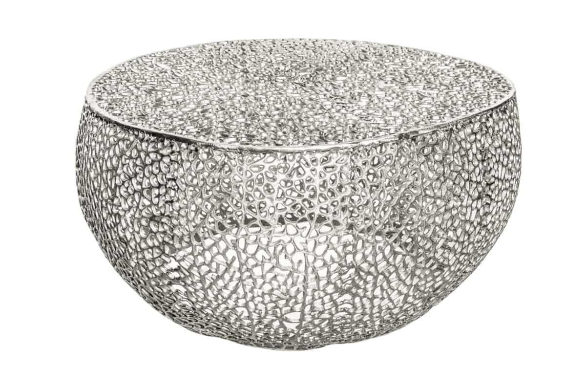 COUCHTISCH ABSTRACT LEAF rechteckig Silber 80cm - Silberfarben/Weiß, Metall (78/80/41cm) - riess-ambiente