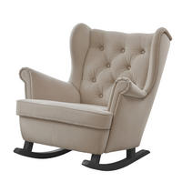 SCHAUKELSESSEL SCANDI Holzfüße, Samt Beige - Beige, Holz/Textil (75/97/60cm) - Idohome