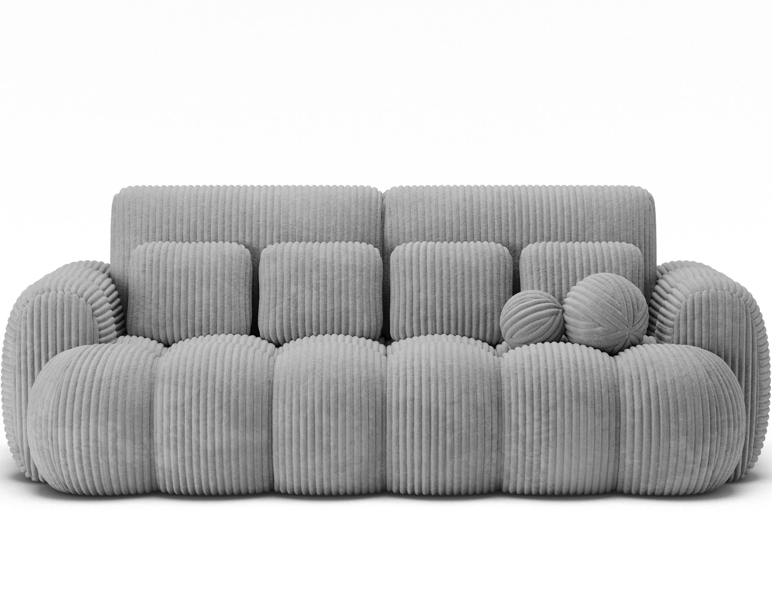 SCHLAFSOFA COTONN 256 cm – Modernes 3-Sitzer Sofa mit Schlaffunktion, Bettkasten und Dekokissen - Grau, Kunststoff (256/119/105cm) - Wohnideebilder