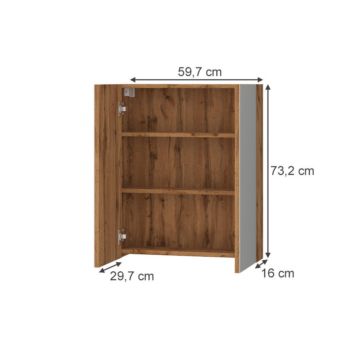 KOUPELNOVÁ ZRCADLOVÁ SKŘÍŇKA Lotta Dub - barva dubu, kompozitní dřevo (59.7/73.2/16cm) - Vicco