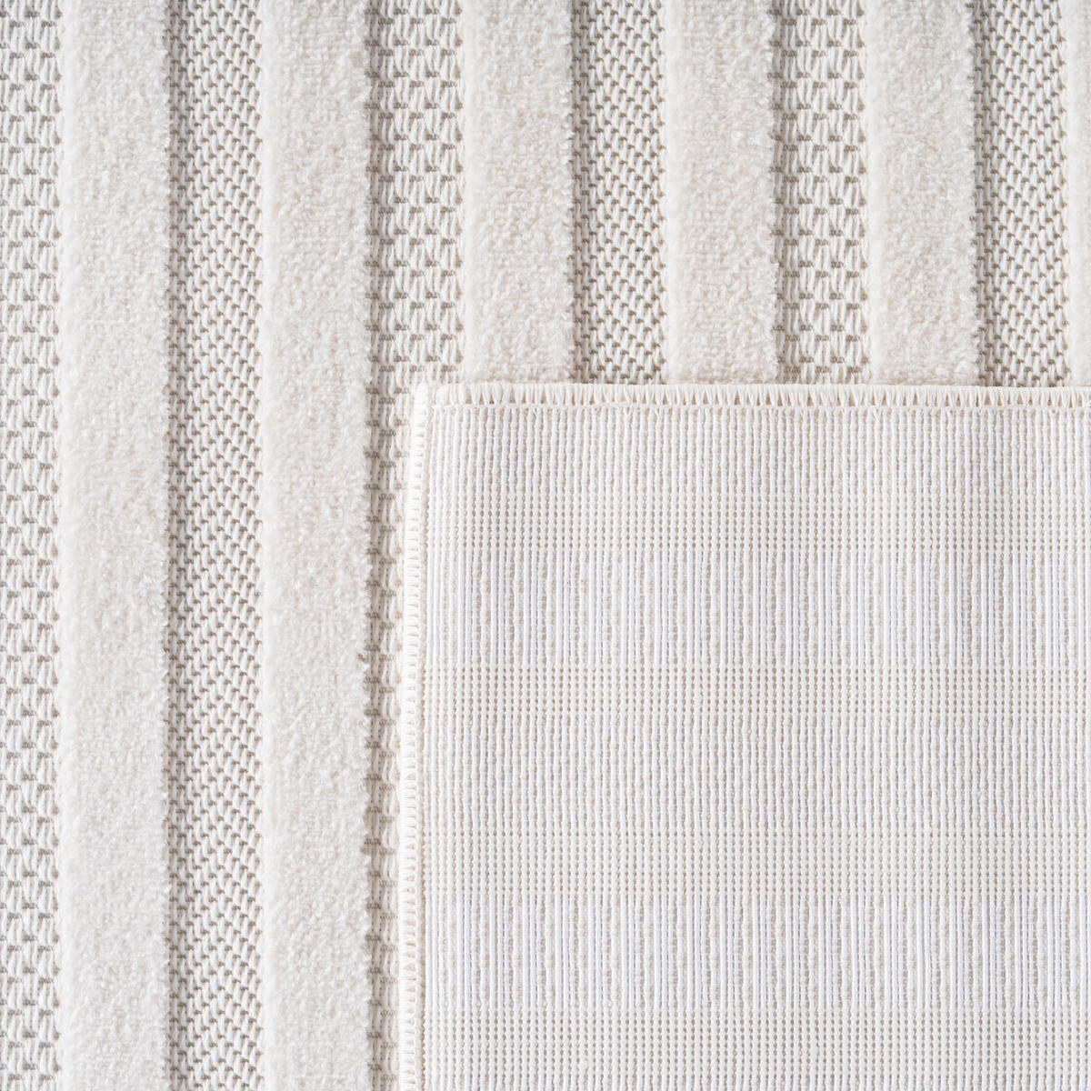 TEPPICH In-/Outdoor Kurzflor Raumtiefe Muster Polypropylen Küche Creme Läufer 80x250 - Creme, Textil (80/250cm) - KADIMA DESIGN