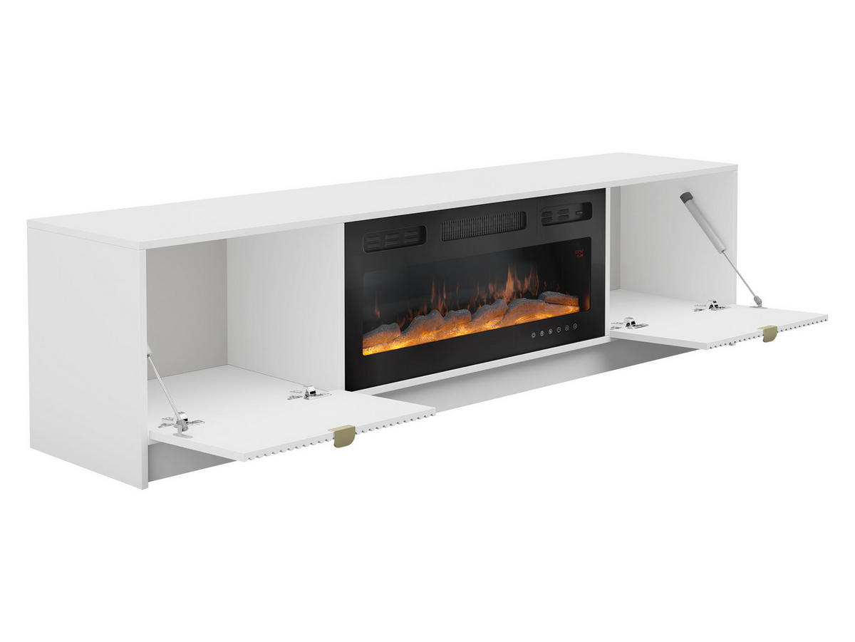 TV-LOWBOARD Tireno EF mit Elektrische Kamin - Sandfarben/Goldfarben, Holzwerkstoff/Metall (182/48/40cm) - MIRJAN24