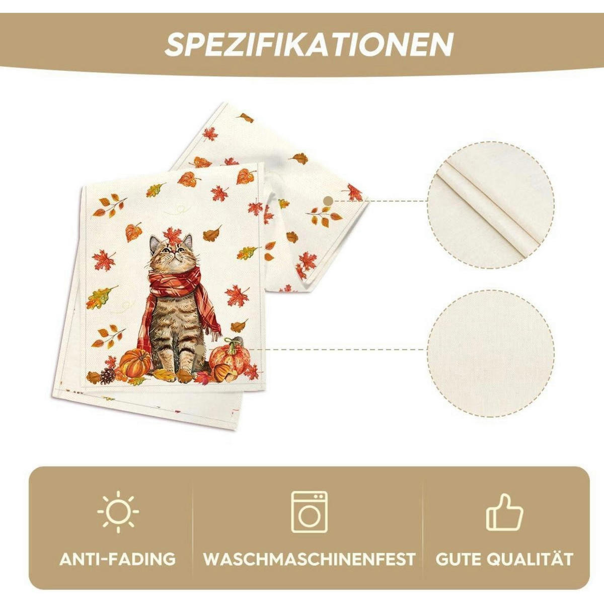 TISCHLÄUFER Herbst Katze 40 x 140 cm - Multicolor, Textil (140/40/1.5cm)