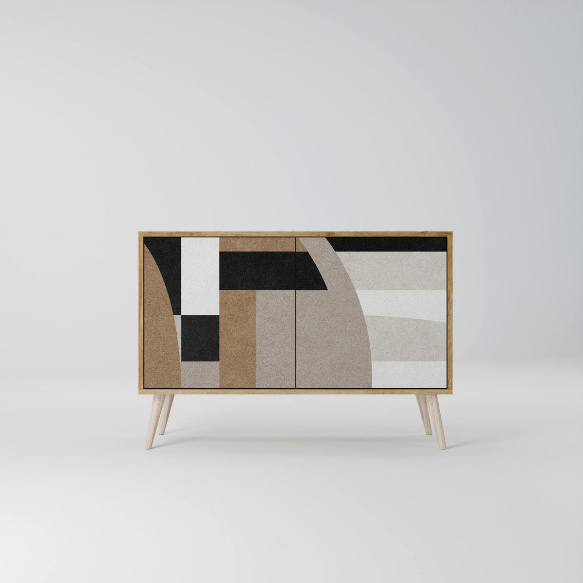 SIDEBOARD DELICATE MEMENTO, Eicheneffekt, 111x42x77,5 cm, 2 Türen - Eichefarben/Buchefarben, Holzwerkstoff/Buchenholz (111/77.5/42cm) - SpaceRebels