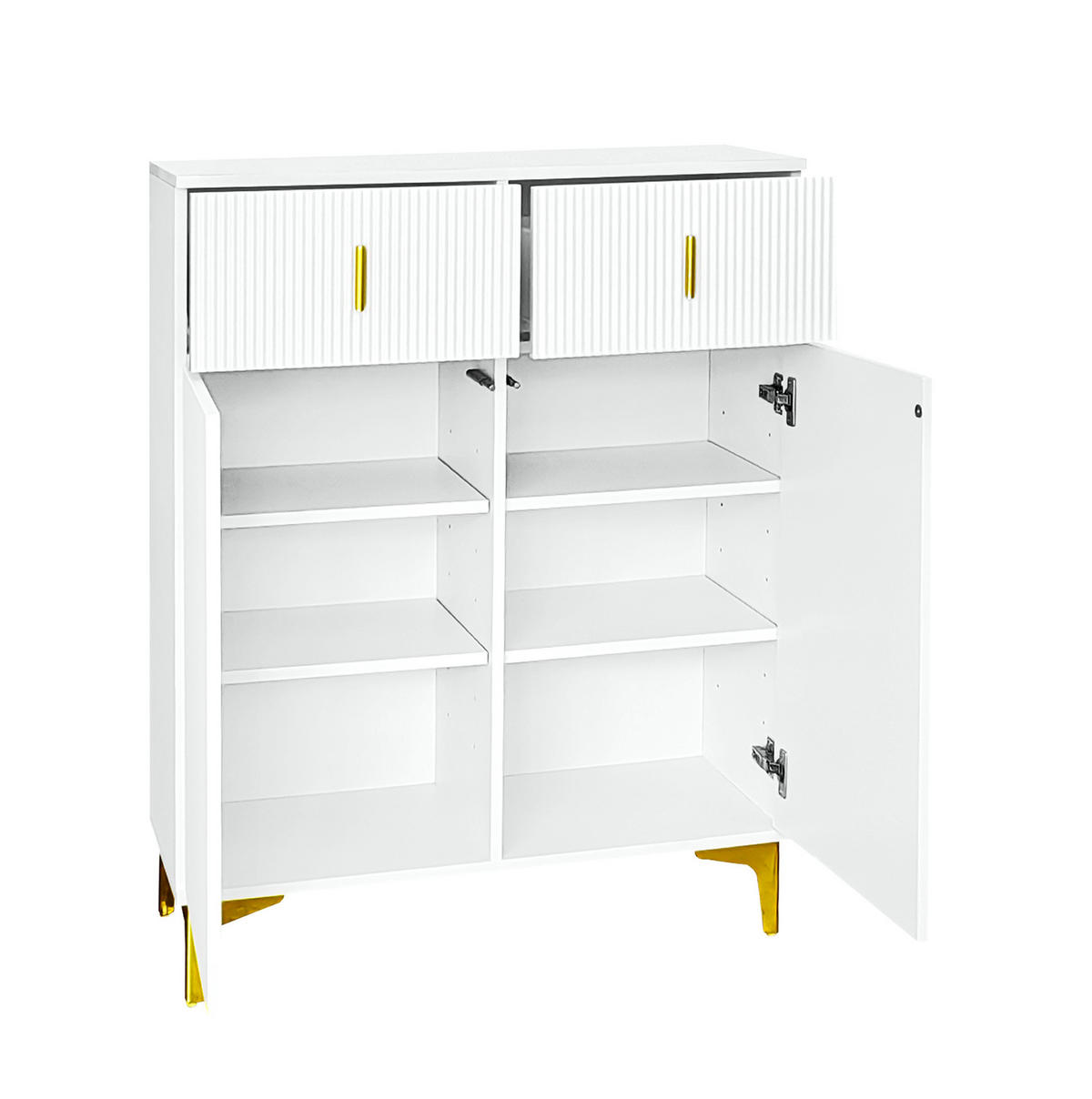 SIDEBOARD 83/35/101 cm aus Spanplatte mit Strukturfronten Weiß - Weiß, Holzwerkstoff (83/101/35cm) - Modenvie