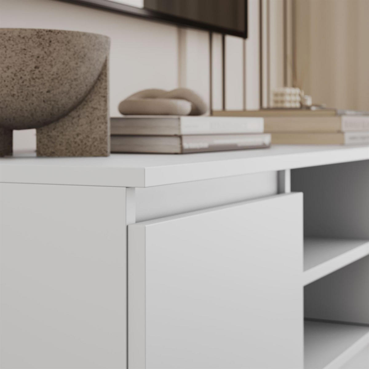 LOWBOARD HANA 120 cm Weiß - Weiß, Holzwerkstoff (120/36/40cm) - Lookway