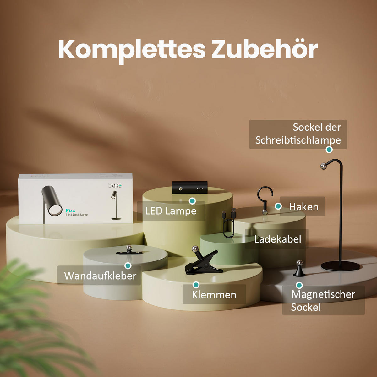 SCHREIBTISCHLAMPE LED dimmbar kabellos Schwarz - Schwarz, Metall (33/12/33cm) - EMKE