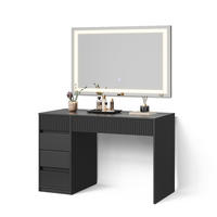 SCHMINKTISCH Allia Schwarz 120 cm mit LED-Spiegel - Schwarz, Holzwerkstoff (120/76/55cm) - Livinity®