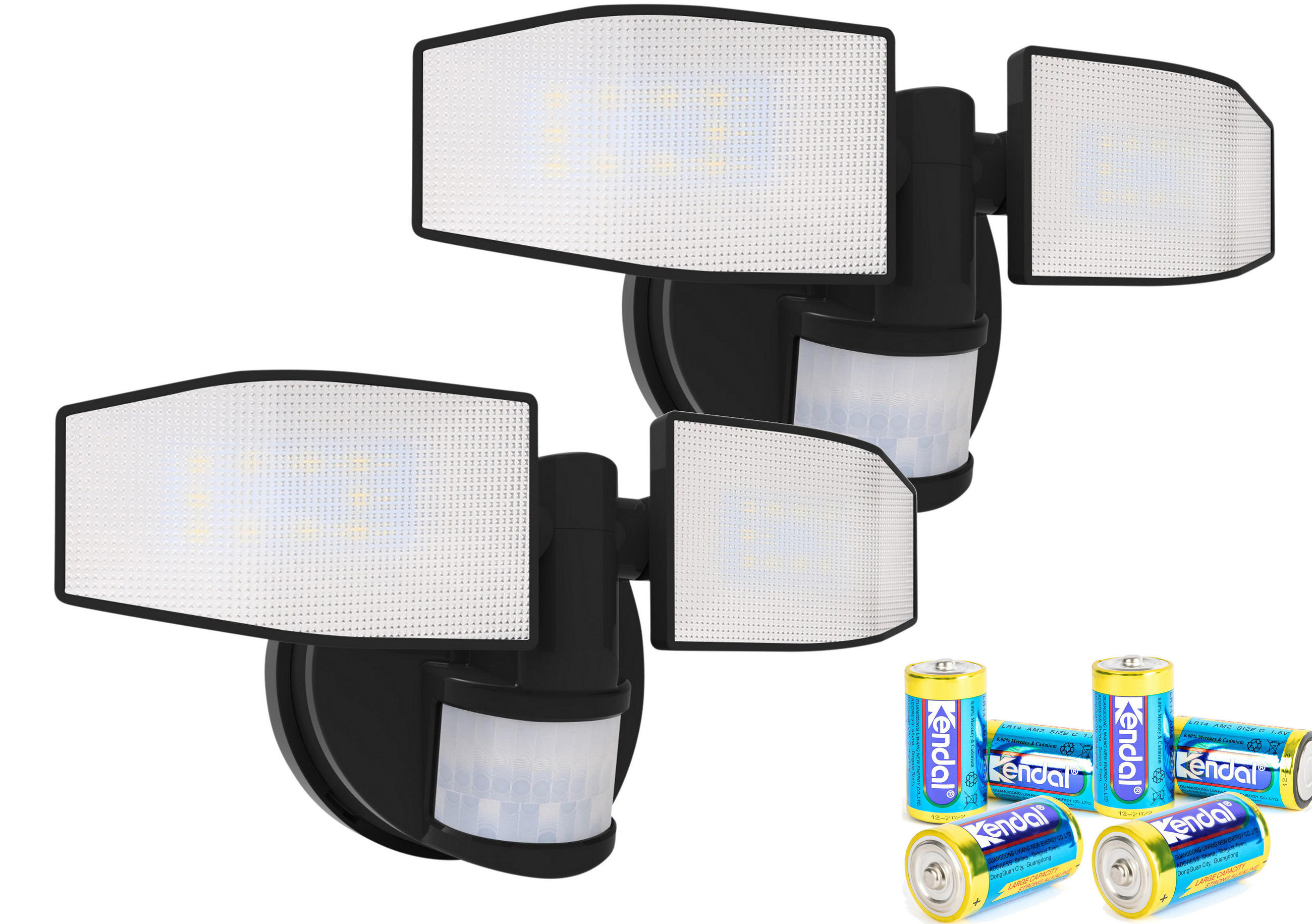 LED-BATTERIE Strahler mit Bewegungsmelder Batteriebetrieben 24x12x12,5cm Schwarz 2er-Set - Schwarz, Kunststoff (11.5/24/12.5cm) - Northpoint
