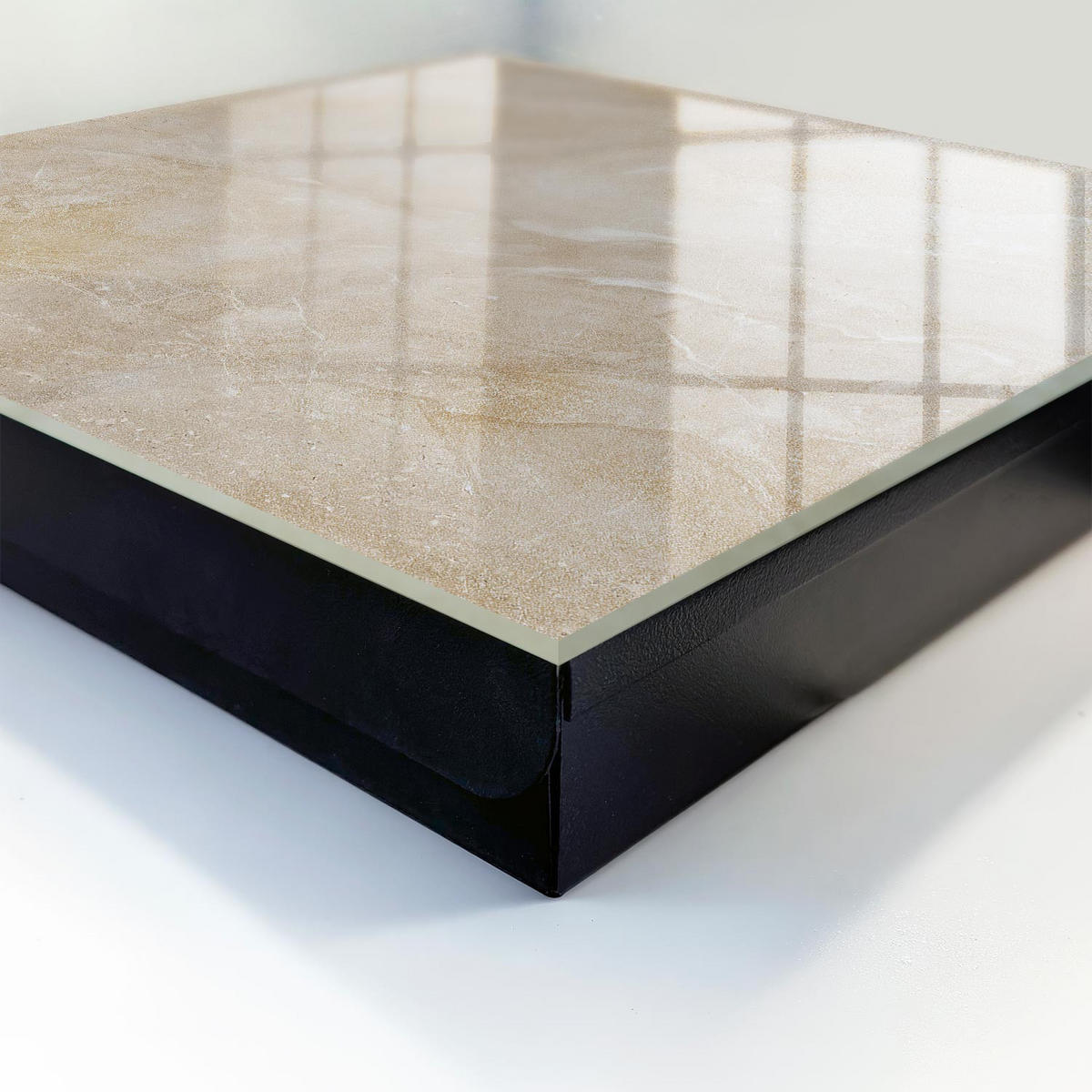 SCHLÜSSELBOX Schwarz 30x30 cm- Türöffnung nach rechts - Mineralische Eleganz - Beige, Metall (30/30/5cm) - TULUP