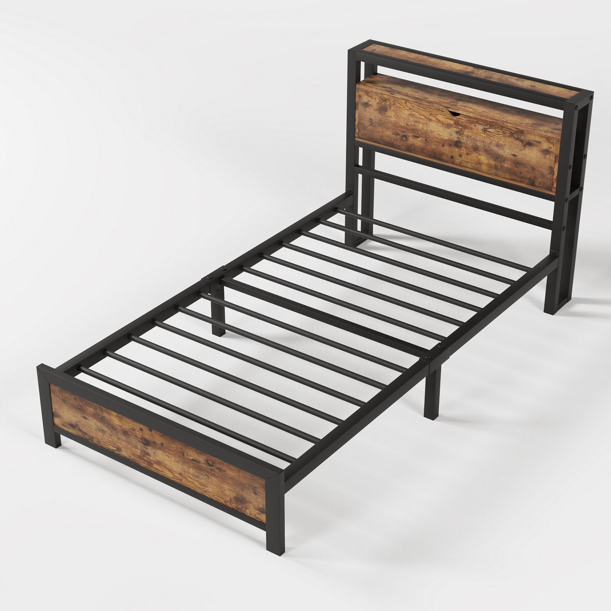 EINZELBETT Schwarz 100/220/95 cm - Schwarz, Metall - Urban Meuble