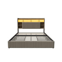 POLSTERBETT 160/200 cm Beige mit Schubladen und USB-Anschlüssen - Beige, Holz (160/200cm) - SHOPENTRA
