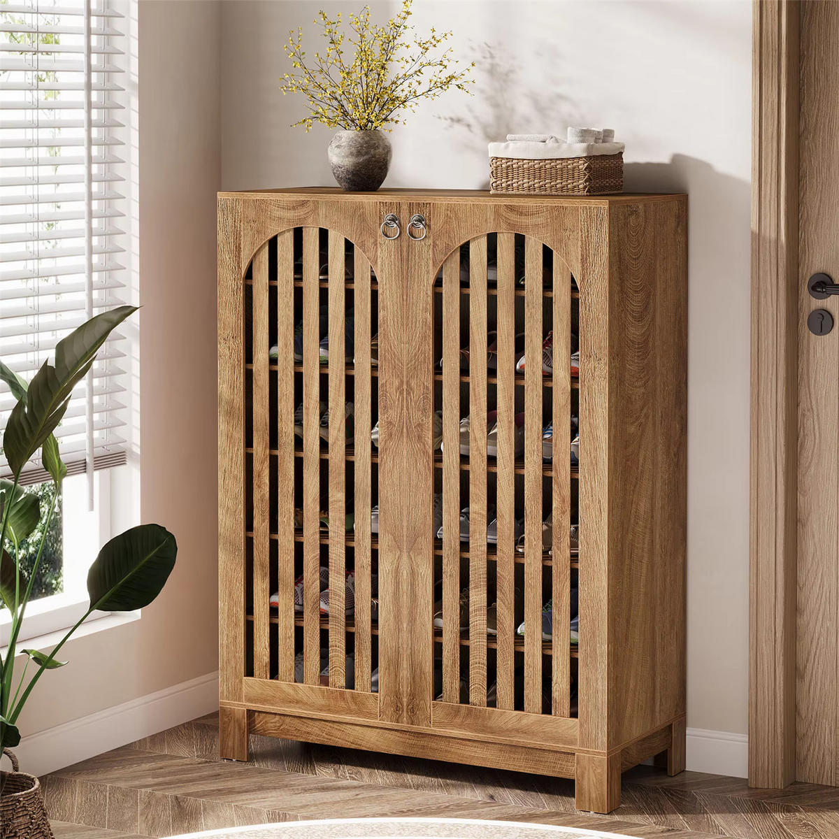 SCHUHSCHRANK 6 Ebenen mit verstellbaren Böden - Naturfarben, Holz (73/109/35cm) - Kaket