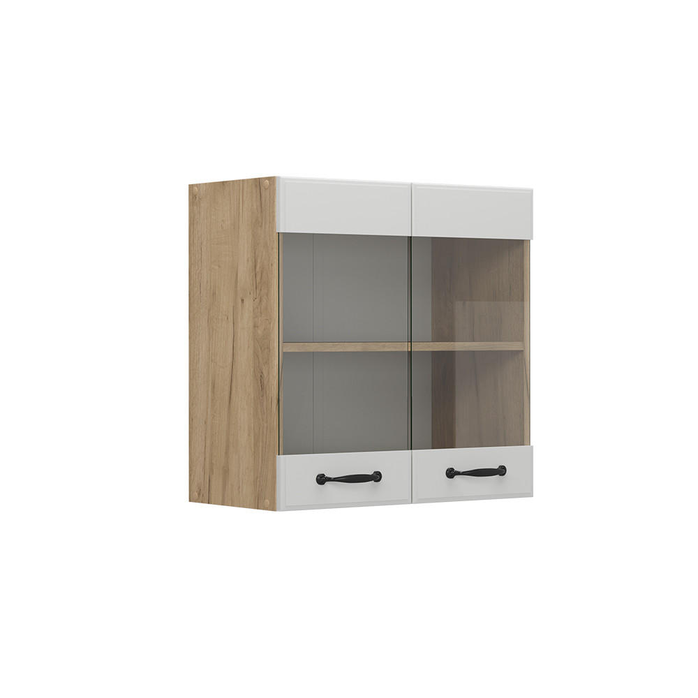 KÖKSGLASSKÅP R-Line Vitt hus på landet 60 cm Vit, Ekfärgad 60/60/31 cm