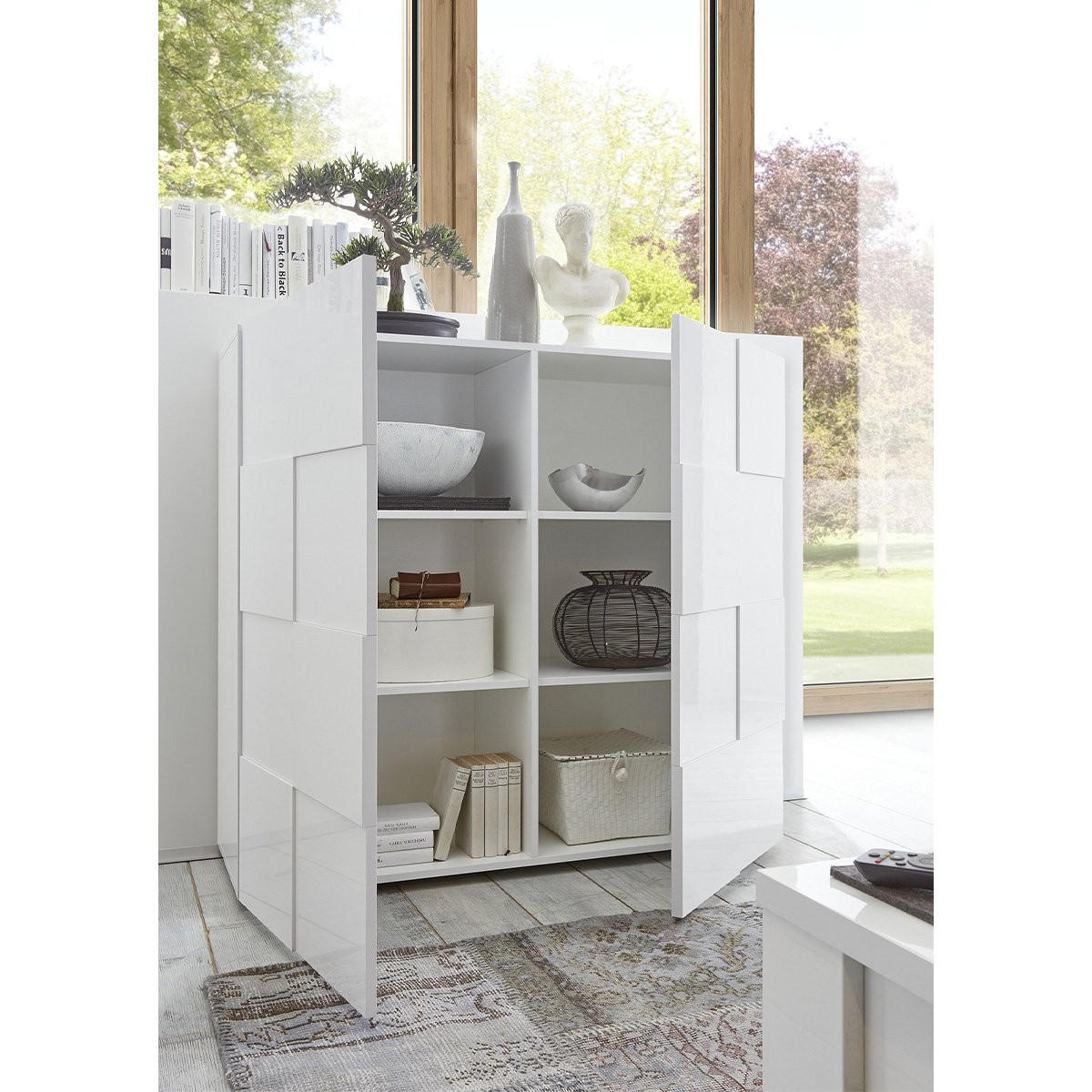 SIDEBOARD mit 2 Türen L121 cm - Dama - Weiß, Holz/Holzwerkstoff (42/111/121cm) - Calicosy