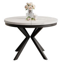 AUSZIEHTISCH MILTON 120-196/76 cm mit Metallgestell und Zarge, Schwarz / Bianco Marmor - Perlmutt/Schwarz, Holzwerkstoff/Metall (120/120/76cm) - Idohome