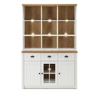 BUFFETSCHRANK weiß Pinie, Eiche hell Landhaus, Buffet 130 x 198 cm - Eichefarben/Schwarz, Holzwerkstoff/Metall (130/198/43cm) - Furn.Design