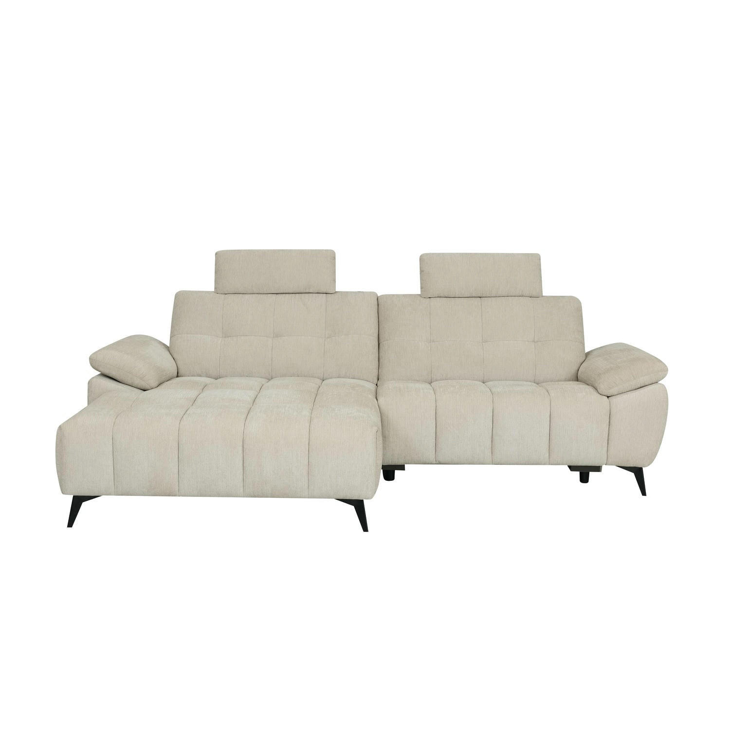 ECKSOFA Webstoff Creme Beige - Beige/Schwarz, Textil/Metall (268/156cm) - Furnhouse