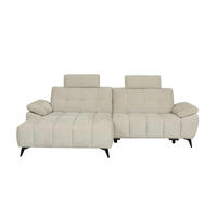 ECKSOFA Webstoff Creme Beige - Beige/Schwarz, Textil/Metall (268/156cm) - Furnhouse