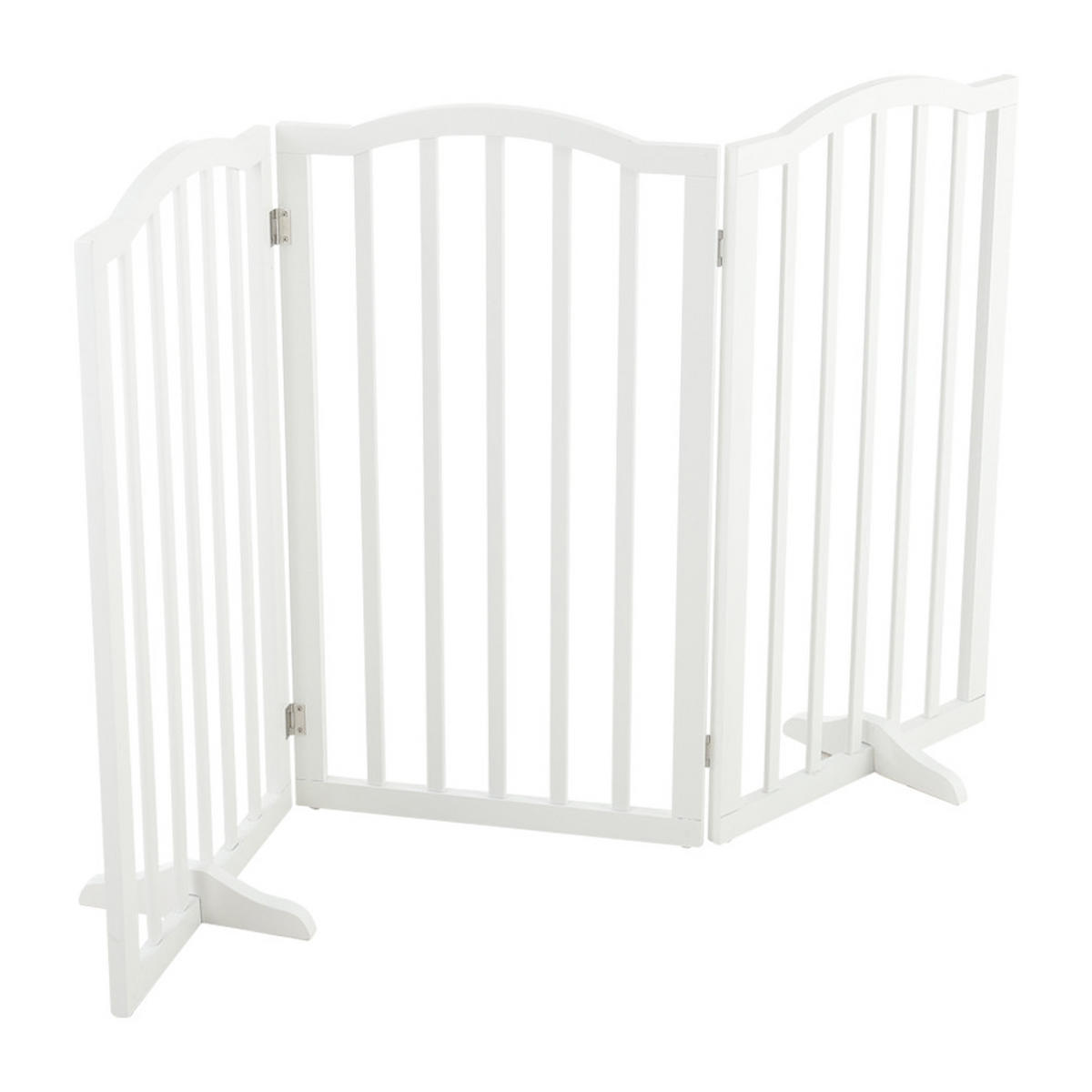 SCHUTZGITTER Gewölbt 3-Paneele Faltbar Freistehend MDF Weiß - Weiß, Holzwerkstoff (46/1.8cm) - Livingandhome
