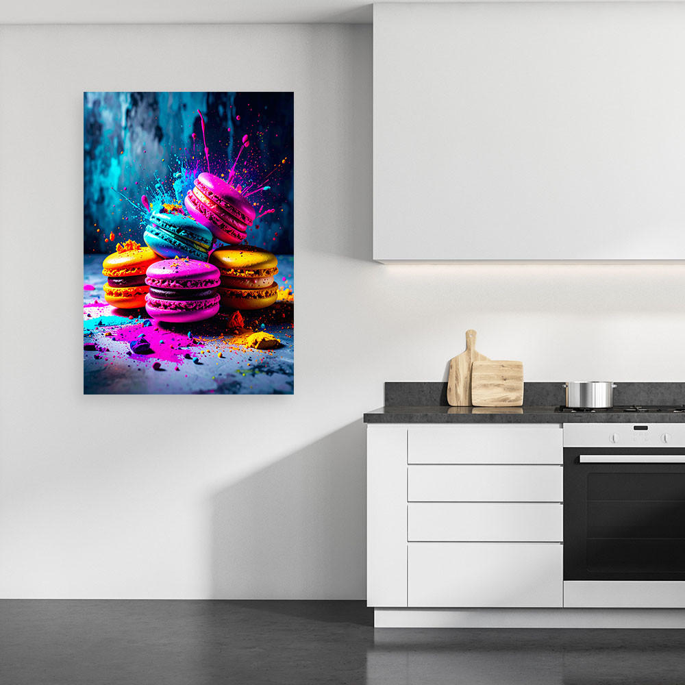 LEINWANDBILD Bunte Macarons 70x100cm - Multicolor, Textil (70/100cm) - Feeby
