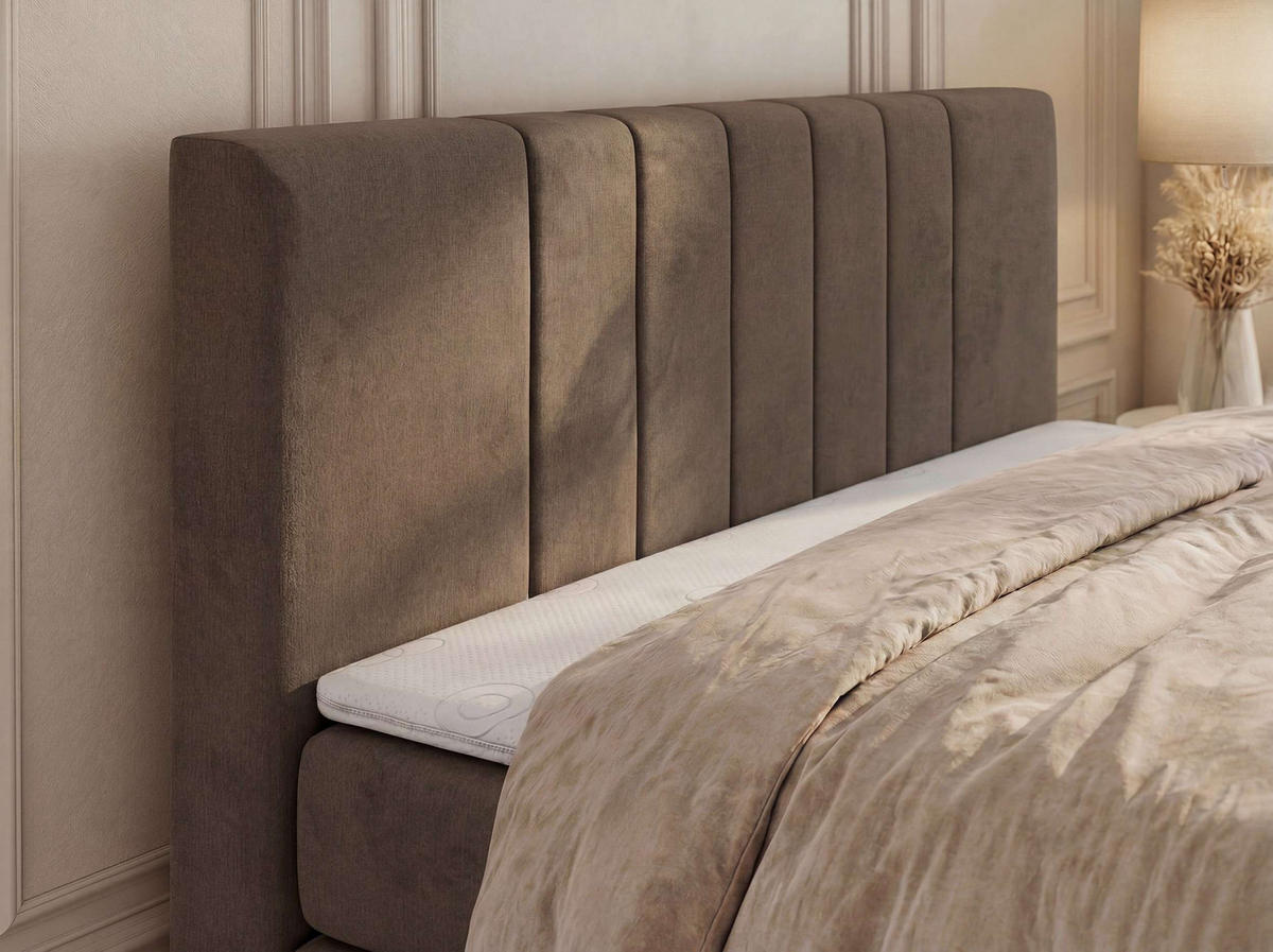 BOXSPRINGBETT INERO DUO KING 160/200 - Braun Velvet - Topper T25 - H4 - Schwarz/Braun, Kunststoff/Textil (160/200cm) - MKS