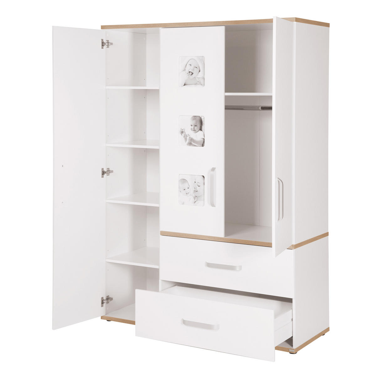 BABYZIMMER-SET Pia, mit schmaler Wickelkommode 3-teilig - Weiß, Holzwerkstoff (76/81/142.5cm) - Roba