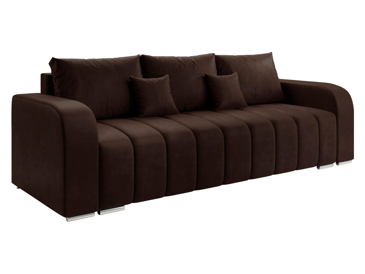 SCHLAFSOFA Pufetto - Dunkelbraun/Silberfarben, Holz/Textil (244/86/90cm) - MIRJAN24